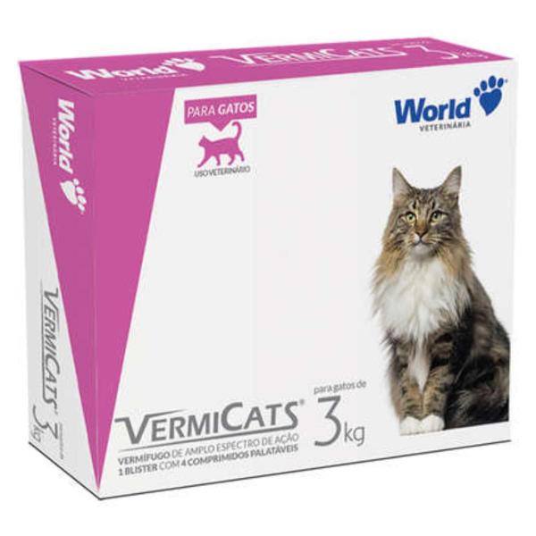 Imagem de Vermífugo Vermicats 3 Kg Gatos 4 Comprimidos Word