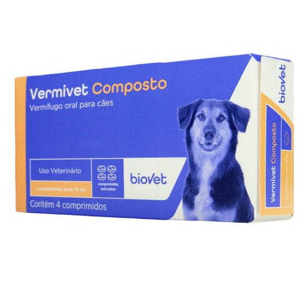 Imagem de Vermífugo Vermivet Composto Biovet 600mg c/ 4 Comprimidos