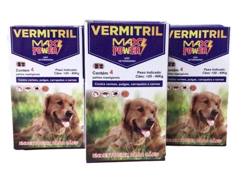 Imagem de Vermitril Max Power - 12 Palitos Mastigáveis  Cães 20-40kg  Combate Vermes, Pulgas e Carrapatos