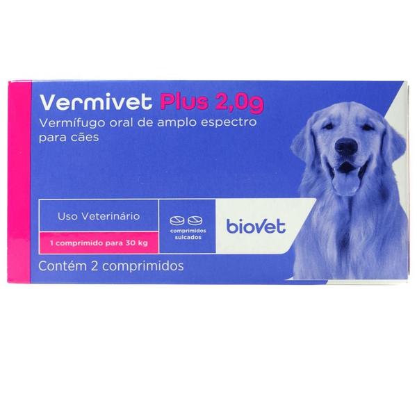 Imagem de Vermivet Plus 2,0gr 30kg 2 Comprimidos - Biovet