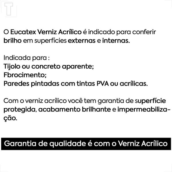 Verniz acrilico eucatex incolor 3600ml Imagem de Verniz acrilico eucatex incolor 3600ml