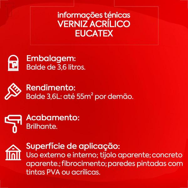 Verniz acrilico eucatex incolor 3600ml Imagem de Verniz acrilico eucatex incolor 3600ml