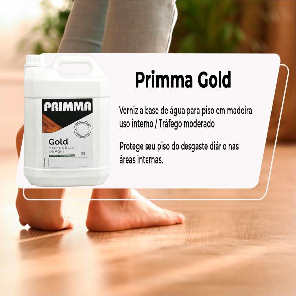 Verniz Base Agua Primma Gold 5l Madeira/sinteco Brilhante, fosco, acetinado semibrilho Imagem de Verniz Base Agua Primma Gold 5l Madeira/sinteco Brilhante, fosco, acetinado semibrilho