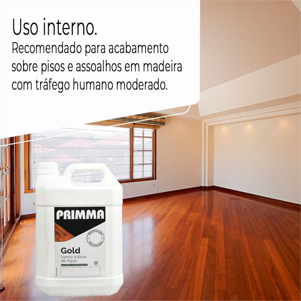 Verniz Base Agua Primma Gold 5l Madeira/sinteco Brilhante, fosco, acetinado semibrilho Imagem de Verniz Base Agua Primma Gold 5l Madeira/sinteco Brilhante, fosco, acetinado semibrilho