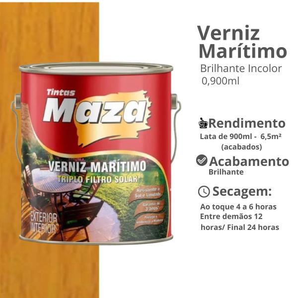 Imagem de Verniz Marítimo Brilhante 0,900ml Incolor P/ Madeira Maza