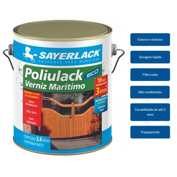 Imagem de Verniz Maritimo Poliulack Eco Base Agua Acetinado Sayerlack