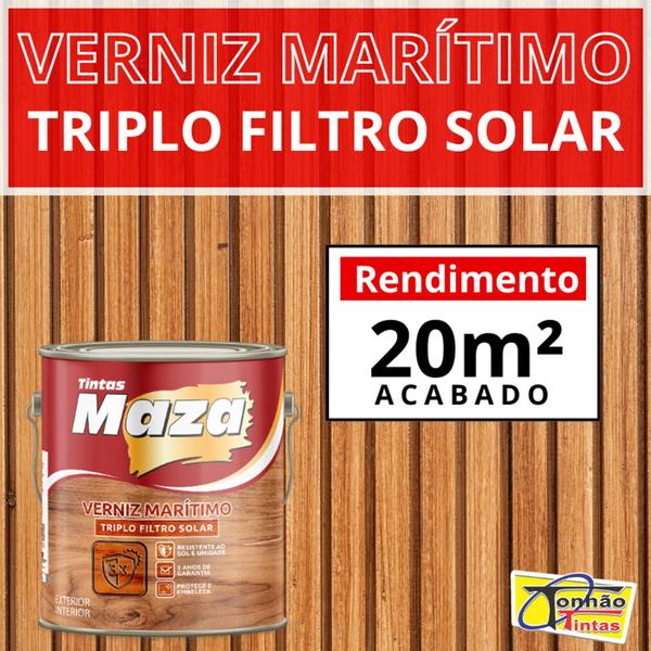 Imagem de Verniz Marítimo Triplo Filtro Solar Brilhante Maza 3,6 L Cor Natural