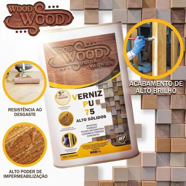 Imagem de Verniz Para Madeira De Alto Brilho PU75 900ml - Wood Wood