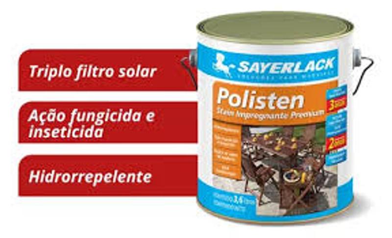 Imagem de Verniz Polisten Stain Transparente Acetinado 3,6L Sayerlack Madeira