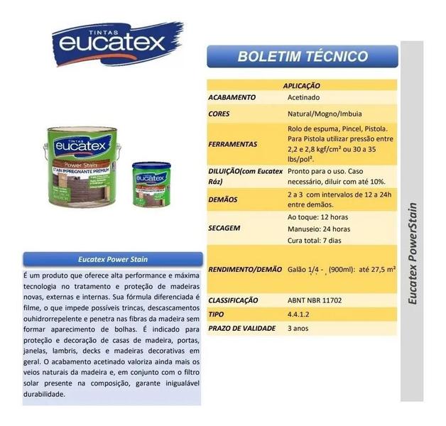 Verniz power stain deck madeira premium imbuia 3,6l eucatex Imagem de Verniz power stain deck madeira premium imbuia 3,6l eucatex