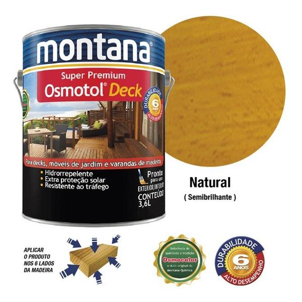 Imagem de Verniz stain osmotol deck natural semi brilho 3,6l montana 