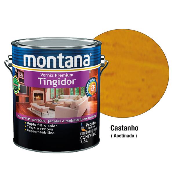 Imagem de Verniz Tingidor Castanho Acetinado Duplo Fitro Solar Montana 900ml Madeira