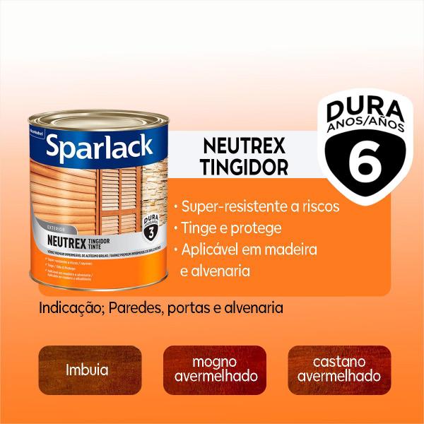 Imagem de Verniz Tingidor Proteção para Madeiras Sparlack Neutrex Brilhante 900ml