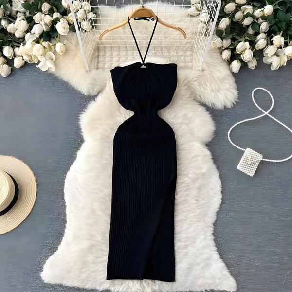 Imagem de Vestido Bodycon Sexy de Malha - Ajustado, Elástico e Ideal para Festa