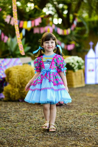 Imagem de Vestido Caipira festa Junina Babado e Tule Infantil Papilloo