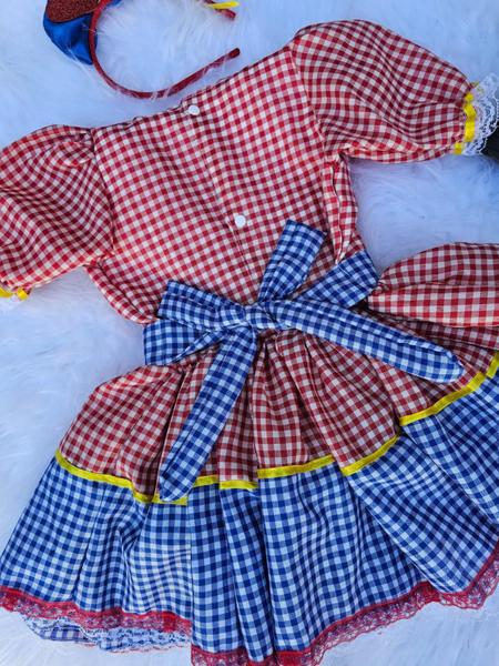 Imagem de Vestido Caipira Junino Infantil Menina quadriculado Azul 050