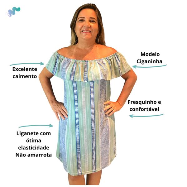 Imagem de Vestido Ciganinha Feminino Estampado confortável Tamanho Único