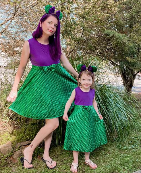 Imagem de Vestido Costume Funna Mermaid para meninas de 5 a 6 anos com faixa de cabeça