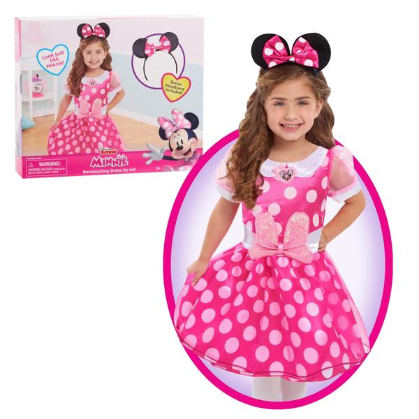 Imagem de Vestido Costume Minnie Mouse Bowdazzling com faixa de cabeça para crianças a partir de 3 anos