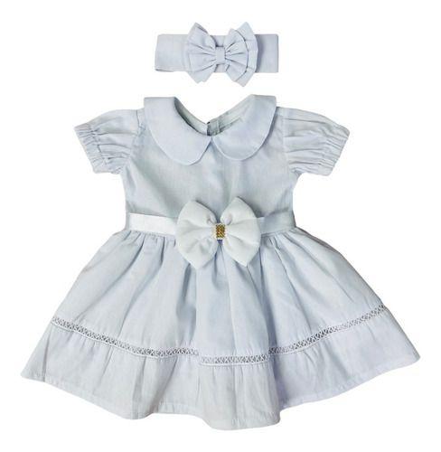 Imagem de Vestido De Bebe C/ Bolero E Tiara 100% Algodão Luxo Reborn