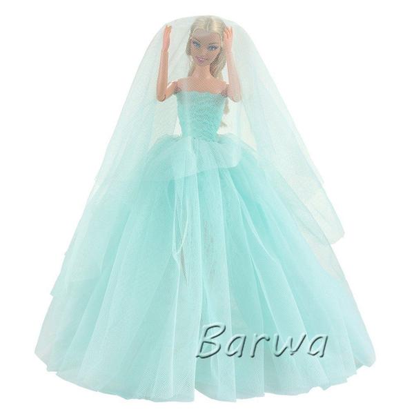 Imagem de Vestido de boneca BARWA Vestido de noiva azul claro para menina de 11,5 polegadas