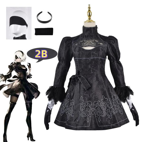 Imagem de Vestido de Cosplay Nier Automata 2B Feminino - Traje Sexy para Festa de Halloween