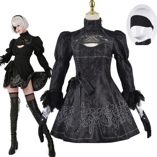 Imagem de Vestido de Cosplay Nier Automata 2B Feminino - Traje Sexy para Festa de Halloween