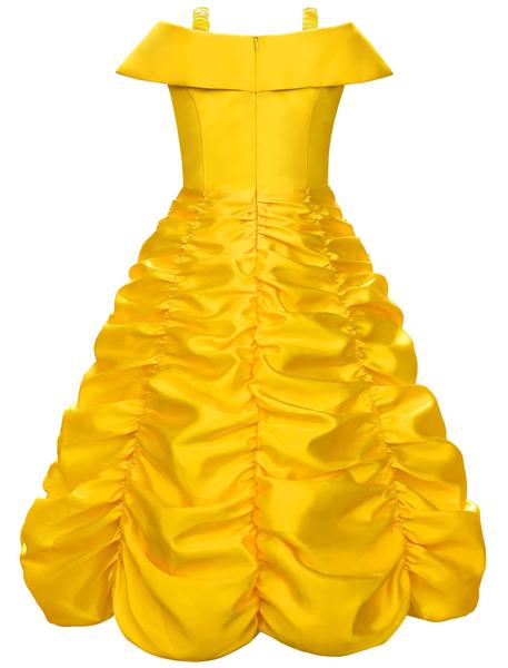 Imagem de Vestido de fantasia de princesa para meninas, cosplay de Halloween, amarelo