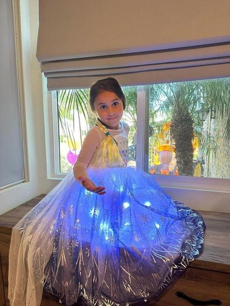 Imagem de Vestido de Fantasia Infantil de Princesa Uporpor Light Up - Branco e Roxo com Luzes