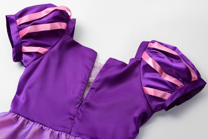 Imagem de Vestido de fantasia ReliBeauty Princess de manga folhada roxo para meninas 3T