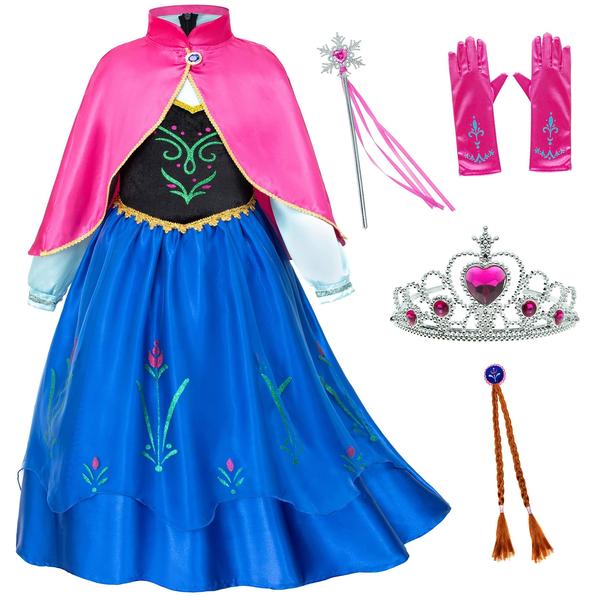 Imagem de Vestido de festa à fantasia de princesa para meninas com capa, peruca e coroa 5-6Y