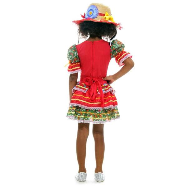 Imagem de Vestido de Festa Junina Infantil Caipira Com Chapéu 