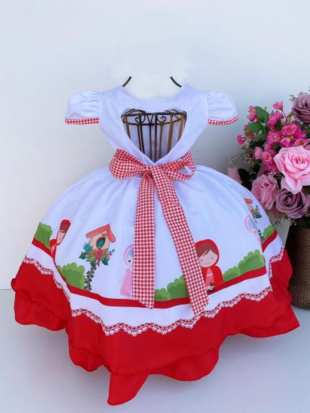 Imagem de Vestido De Festa Luxo Chapeuzinho Vermelho + Capa E Capuz