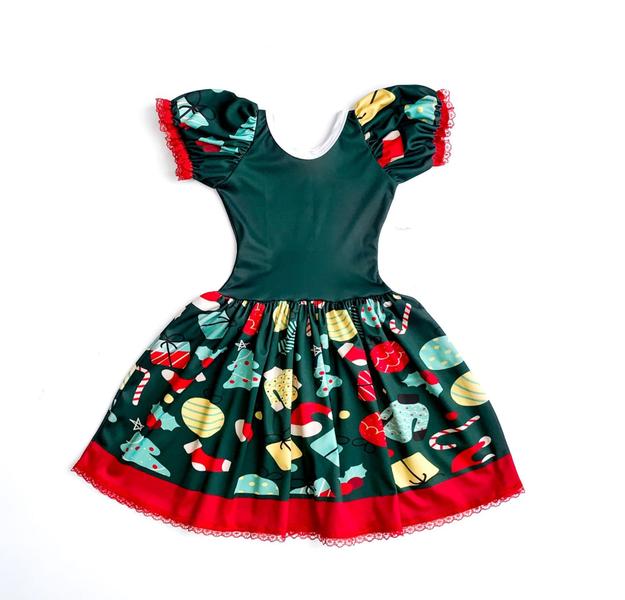 Imagem de Vestido de Natal Infantil Verde Midi Feminino - Envio Rápido