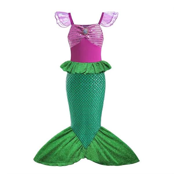 Imagem de Vestido de Princesa Ariel - Pequena Sereia - Manga Curta em Tule para Festa Infantil