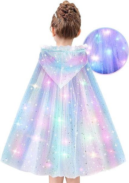 Imagem de Vestido de princesa Henfei com capa iluminada para meninas