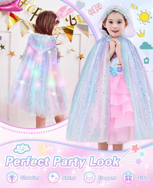 Imagem de Vestido de princesa Henfei com capa iluminada para meninas