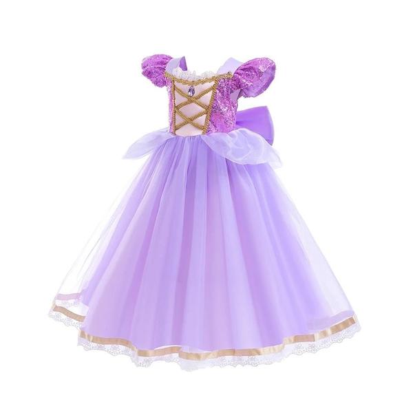 Imagem de Vestido de Princesa Rapunzel para Crianças - Fantasia de Cosplay Enrolados para Halloween e Festa