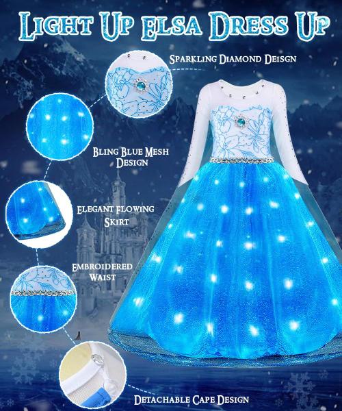 Imagem de Vestido de princesa TOLOYE Elsa Frozen com acessórios para meninas