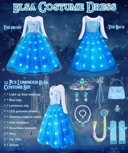 Imagem de Vestido de princesa TOLOYE Elsa Frozen com acessórios para meninas