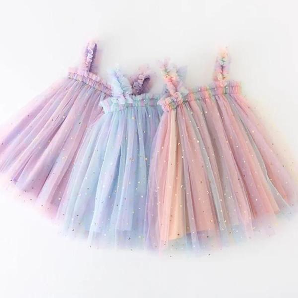 Imagem de Vestido de Princesa Unicórnio Arco-íris para Meninas - Fantasia de Tule Sem Mangas