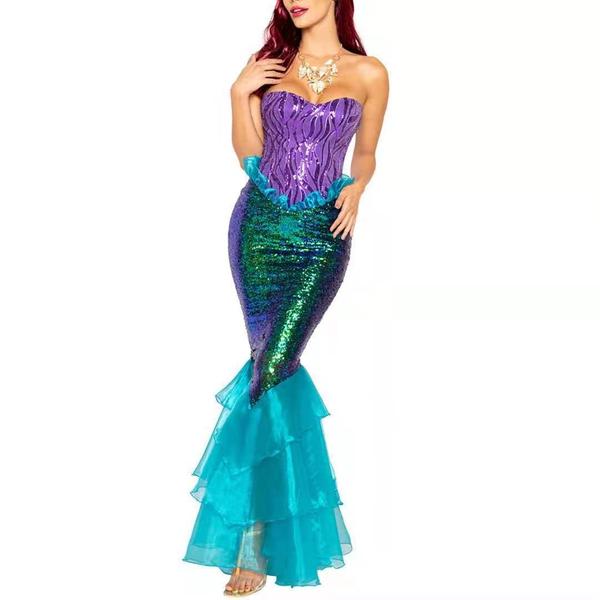 Imagem de Vestido Fantasia Adulto Cosplay Halloween Sereia Ariel