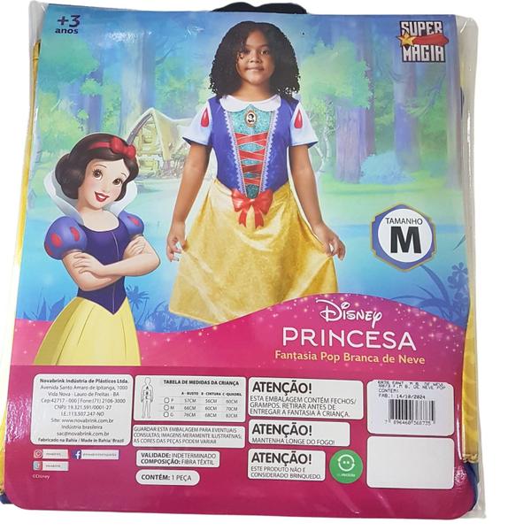 Imagem de Vestido-fantasia branca de neve pop licenciada infantil disn