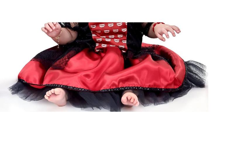 Imagem de Vestido Fantasia de Bebê Baby Infantil Morcega Morceguinha Festas Halloween C/ Tiara