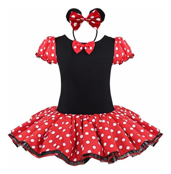 Imagem de Vestido Fantasia Halloween Carnaval Infantil Rosa Ou Vermelho com Bolinhas Brancas