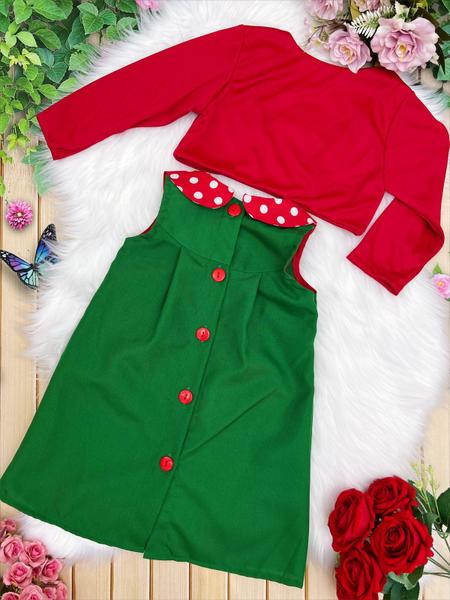 Imagem de Vestido Fantasia Infantil Chiquinha Verde e Vermelho