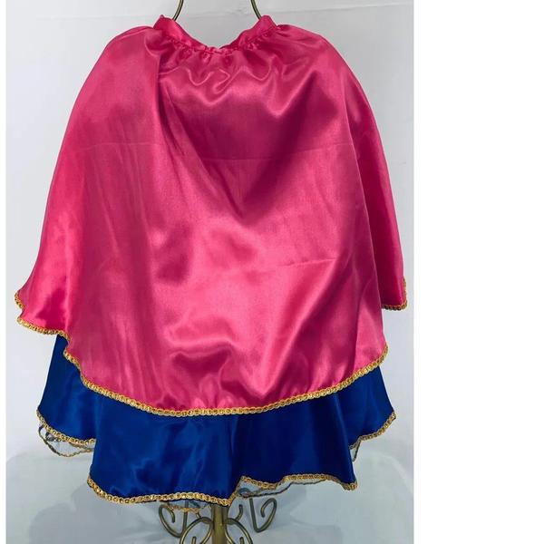 Imagem de Vestido Fantasia Infantil  Frozen Princesa Anna Luxo Curto + Capa