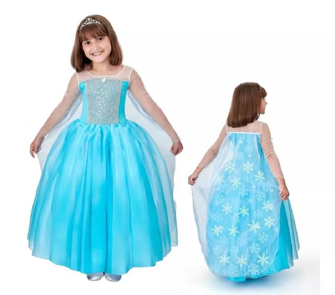 Imagem de Vestido Fantasia Infantil Rainha Elsa Frozen c/ Capa