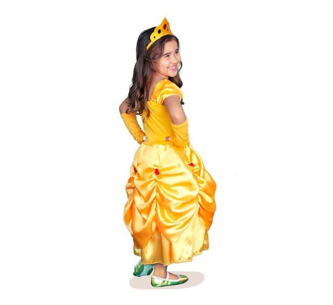 Imagem de Vestido Fantasia Menina Infantil Festas Princesa A Bela e a Fera