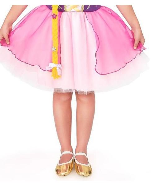 Imagem de Vestido Fantasia Princesa Rapunzel Enrolados Curto Infantil Menina Luxo